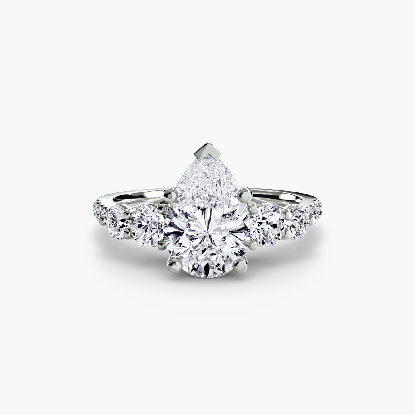 Holly Five Stone Ring with Pavé Band