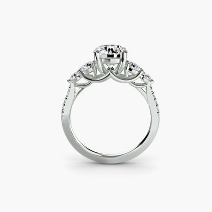 Holly Five Stone Ring with Pavé Band