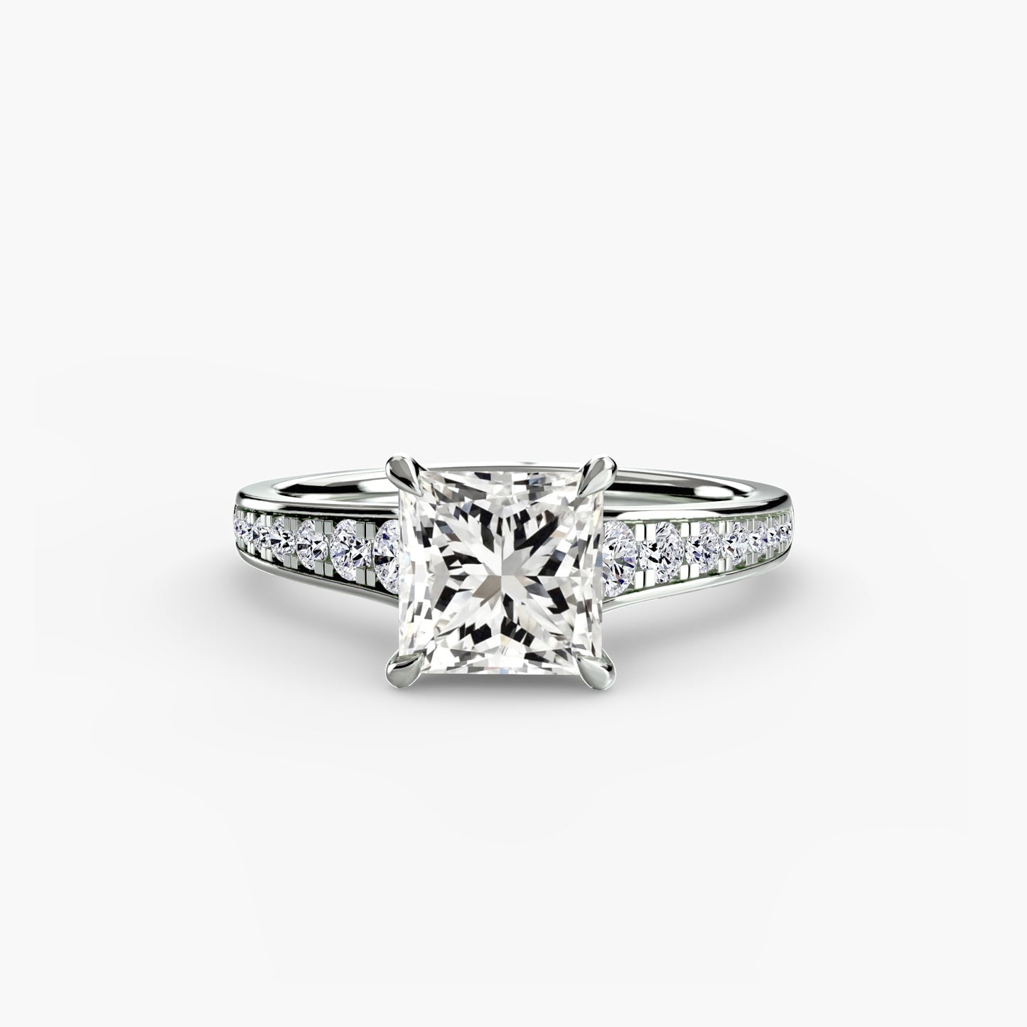 Addison Solitaire Ring with Pavé Sides