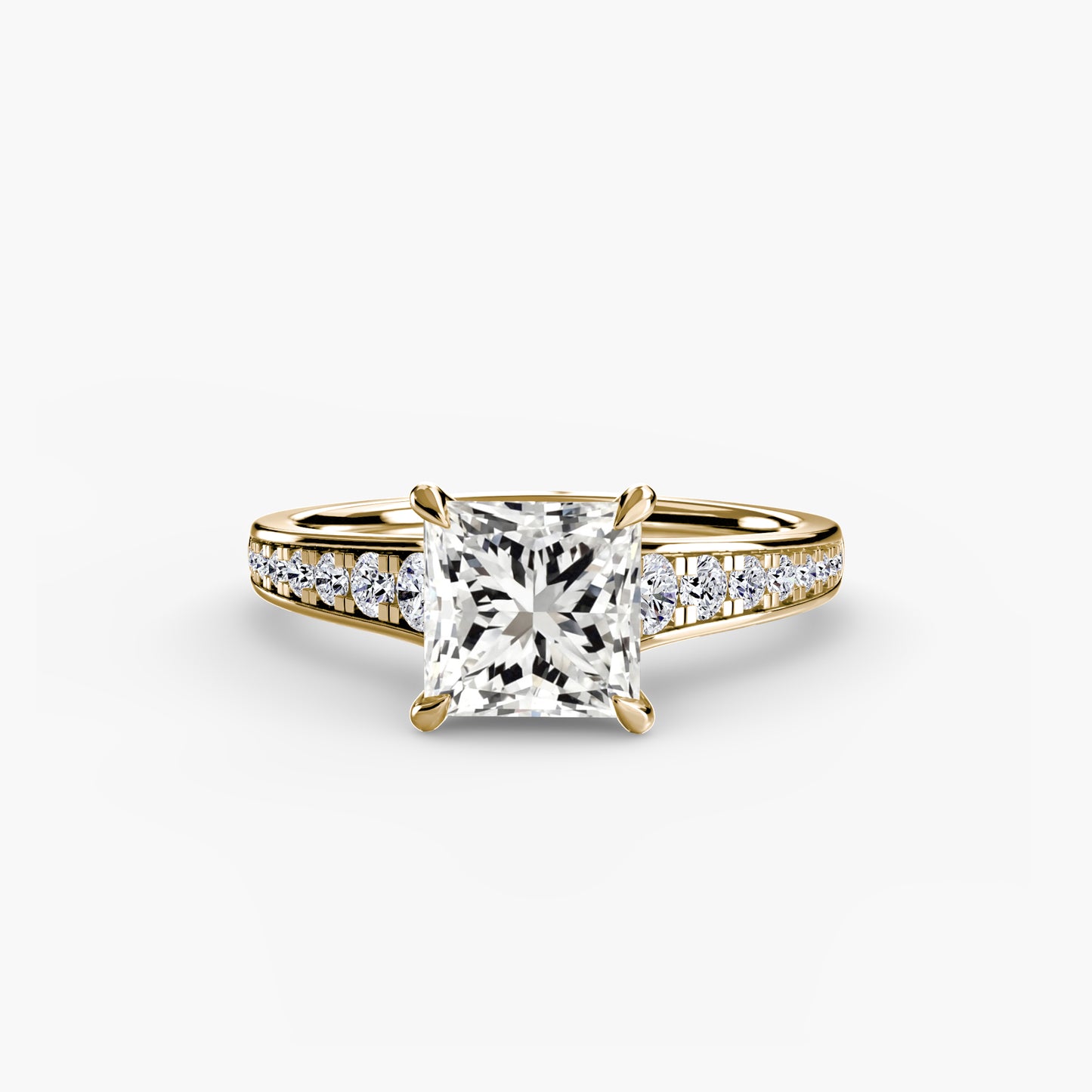 Addison Solitaire Ring with Pavé Sides