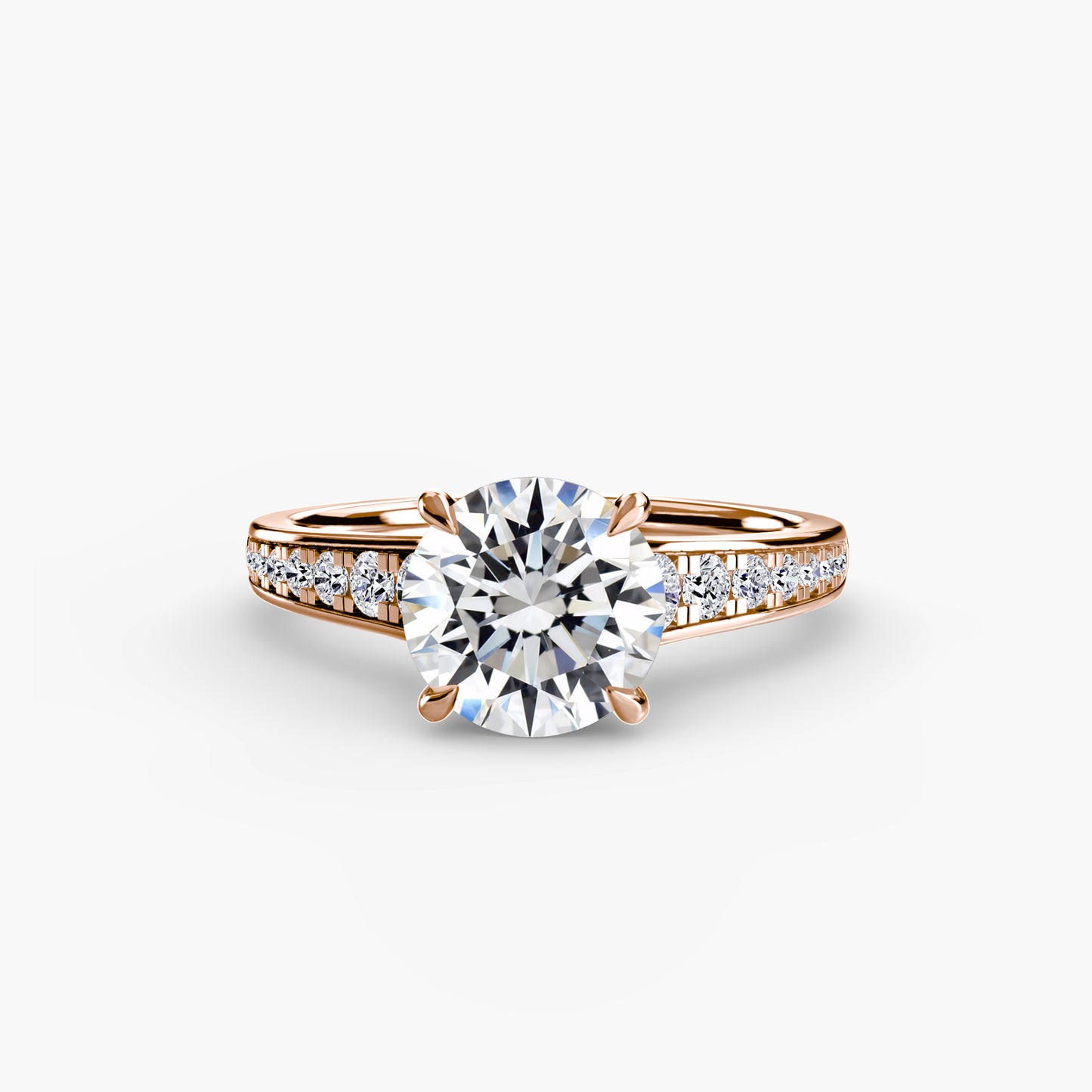Addison Solitaire Ring with Pavé Sides