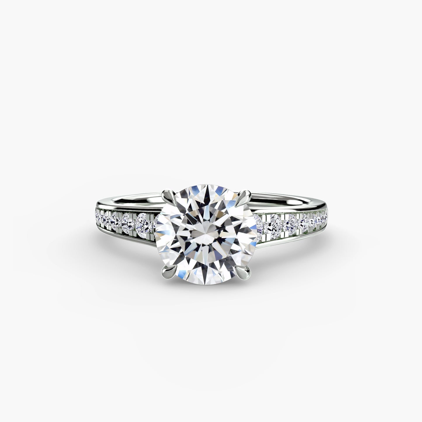 Addison Solitaire Ring with Pavé Sides