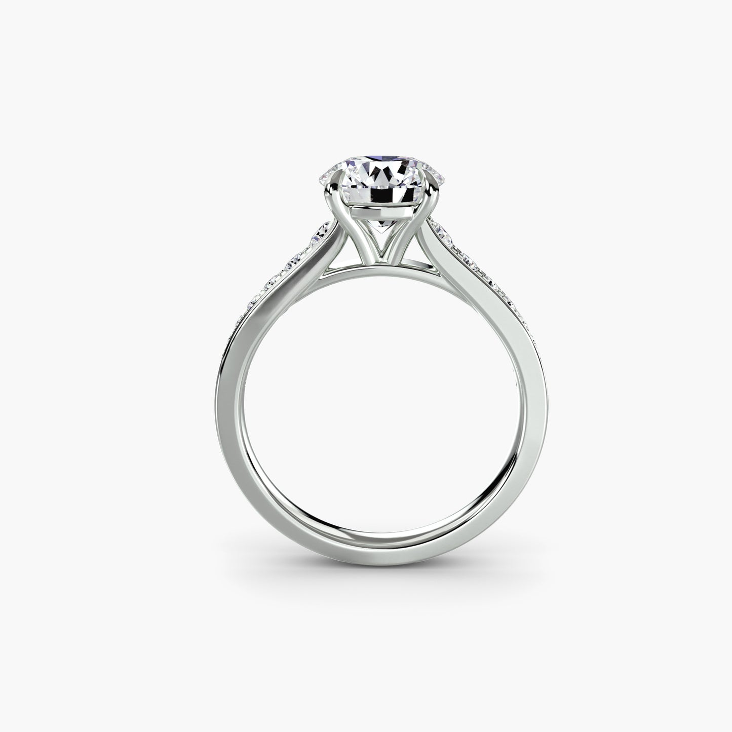Addison Solitaire Ring with Pavé Sides