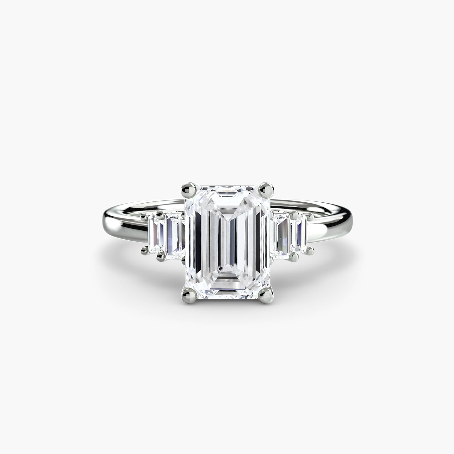 Blaire Baguette Accented Solitaire Ring