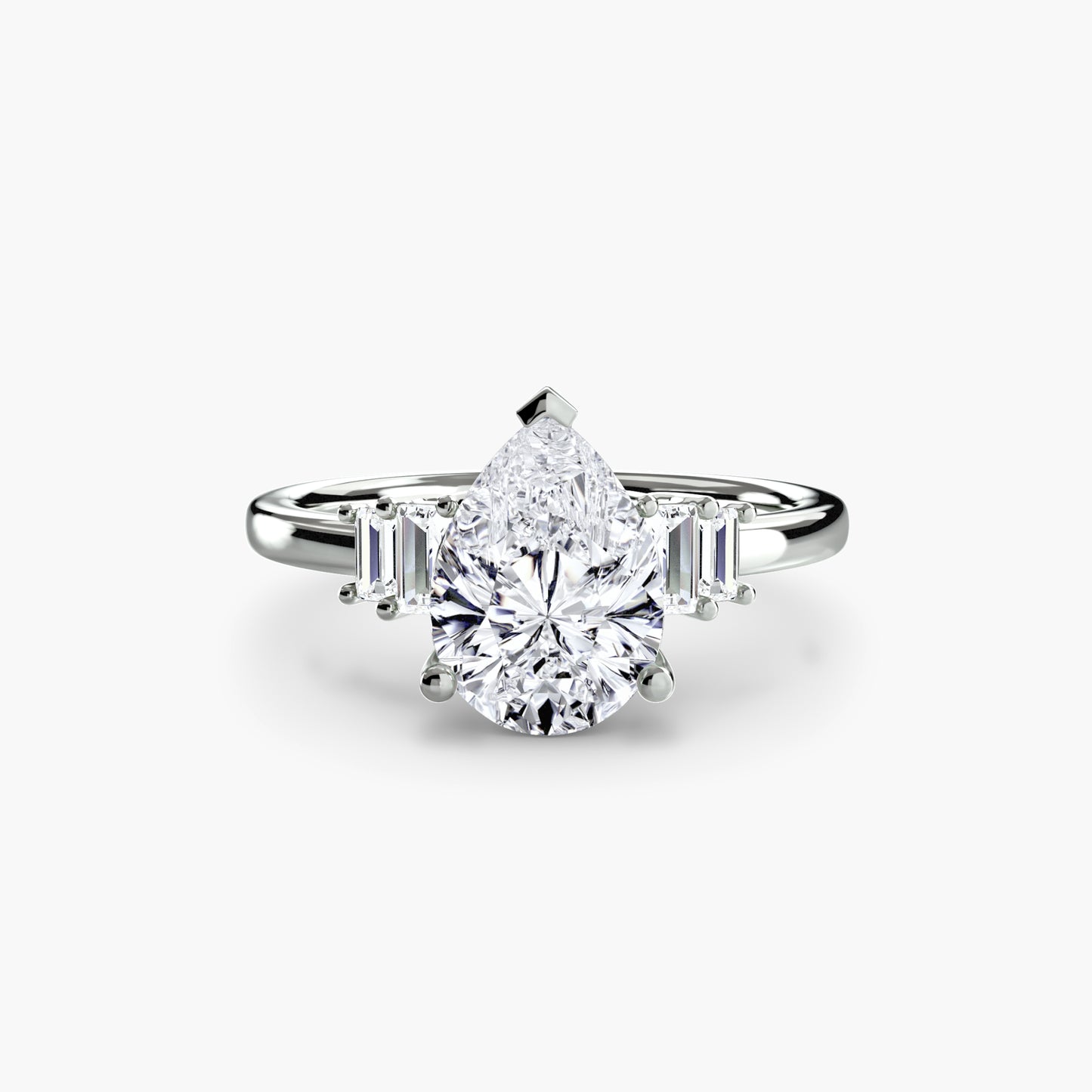 Blaire Baguette Accented Solitaire Ring