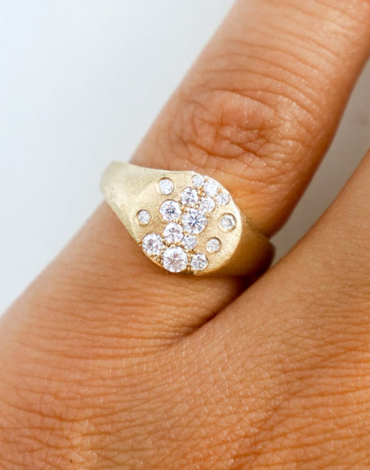 Scattered Diamond Pinky Ring
