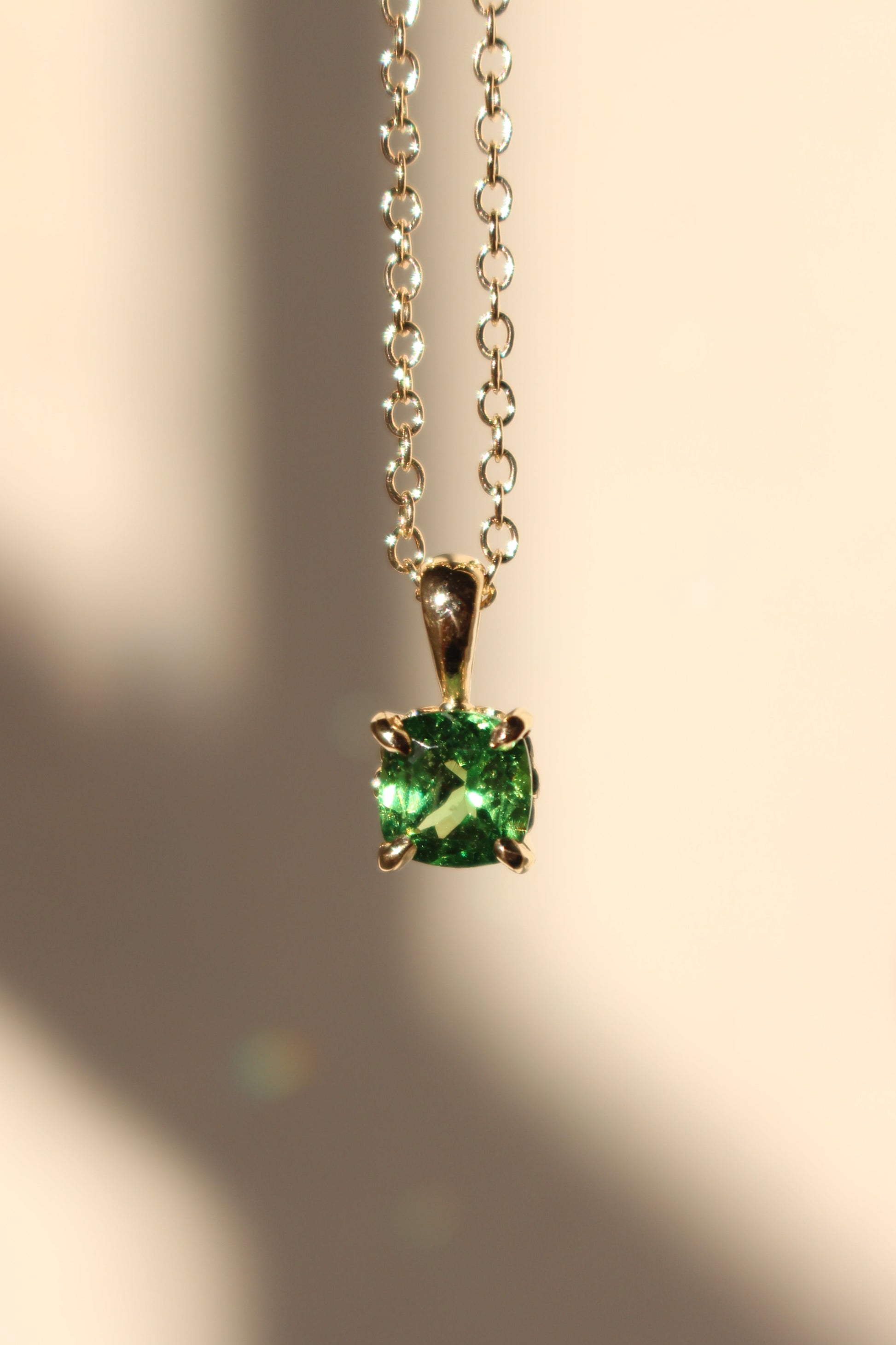 Tsavorite Garnet Necklace in yellow gold