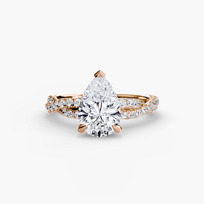 Monica Twisted Pavé Solitaire Ring