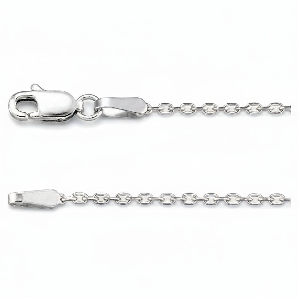 White Gold 1.4mm Cable Link Chain