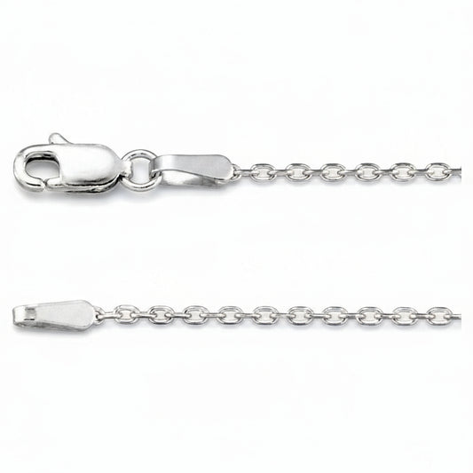 White Gold 1.4mm Cable Link Chain