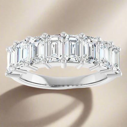 White Gold Emerald Cut Diamond Band