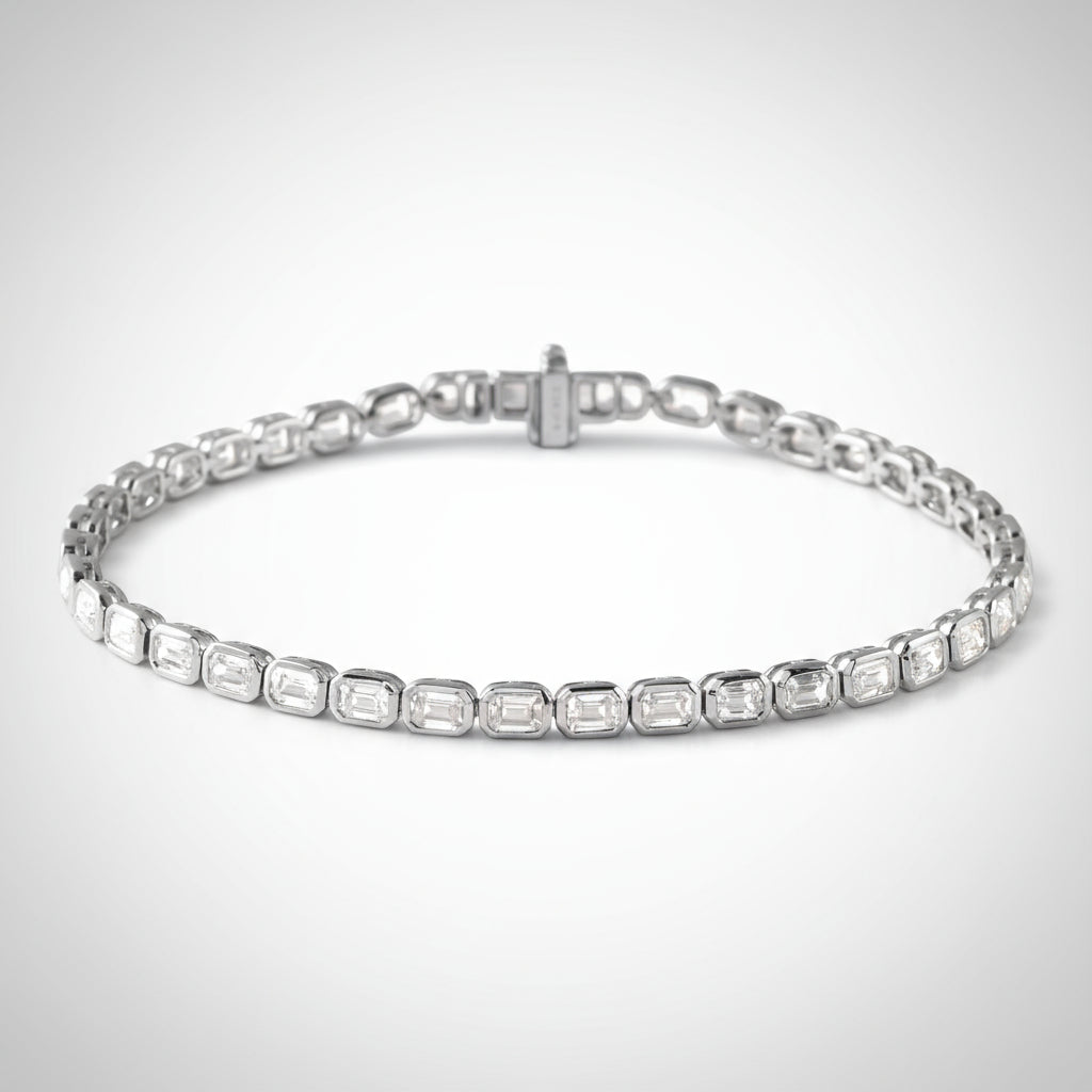 Diamond bracelet with clear stones on a white background
