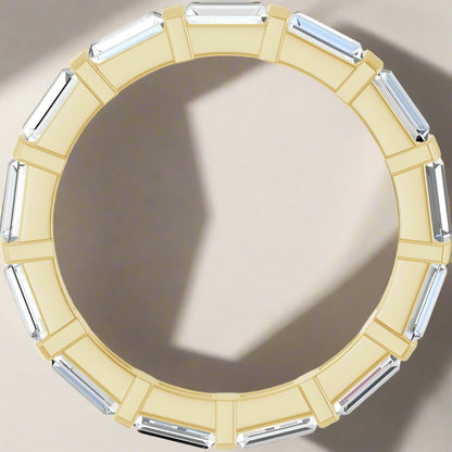 Yellow Gold Baguette Lab Grown Diamond Wedding Band