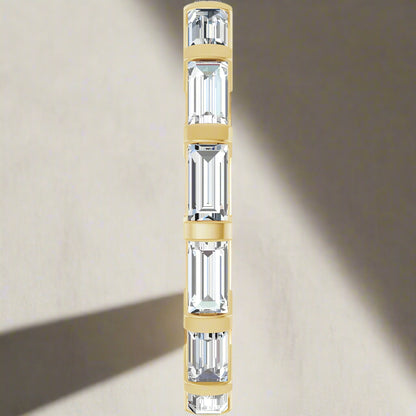Yellow Gold Baguette Lab Grown Diamond Wedding Band