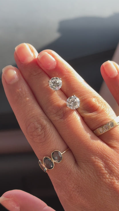 Natural Diamond Studs Three Prong
