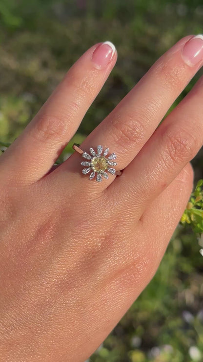 Yellow Sapphire & Diamond Daisy Ring