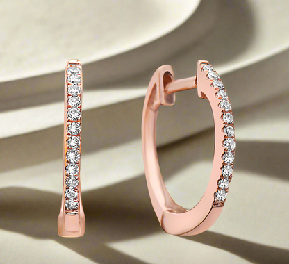 rose gold mini diamond hoops