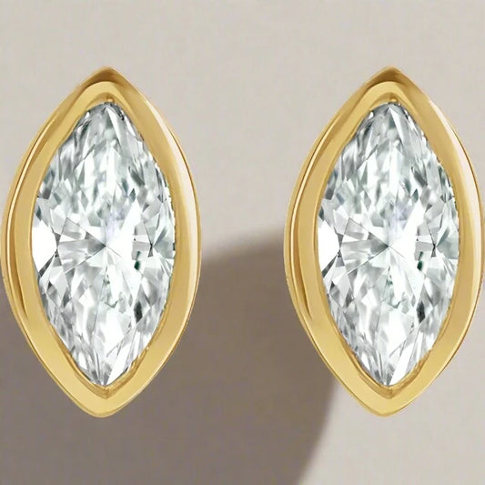Bezel Set Marquise Diamond Studs