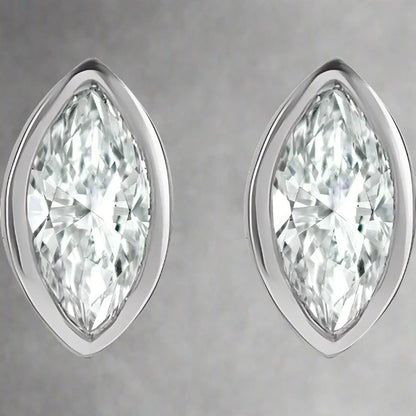 Bezel Set Marquise Diamond Studs