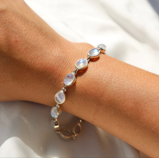 Moonstone Bracelet Sterling Silver Bezel Set