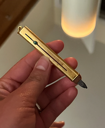 Rare Antique Gold Pencil with Turquoise Button