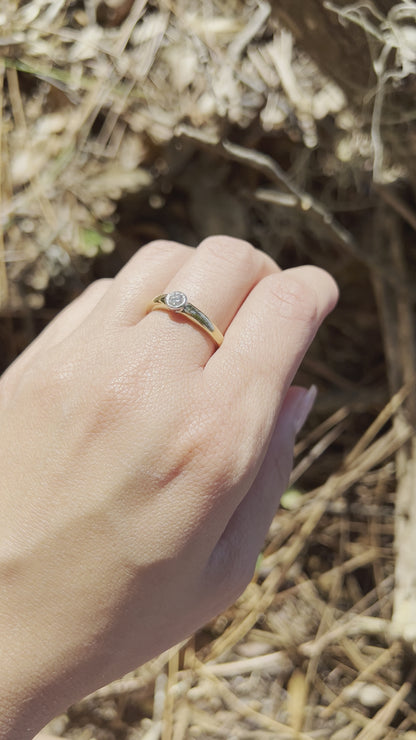 18K Two Tone Slim Bezel Set Diamond Ring