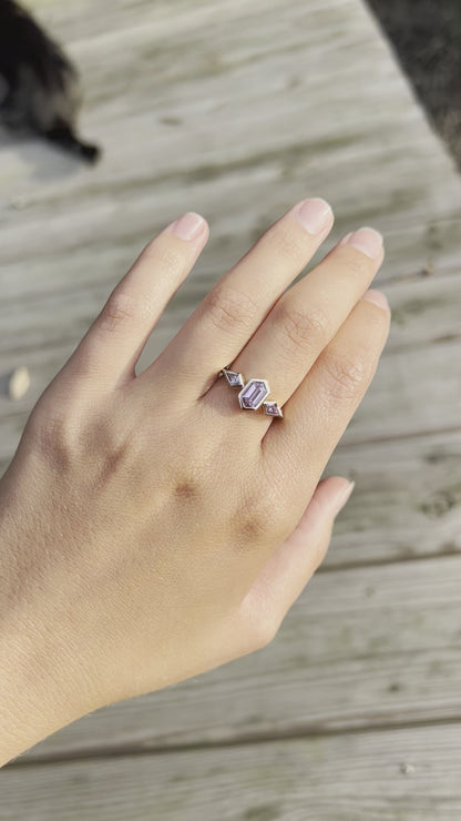 Purple Sapphire Three Stone Ring