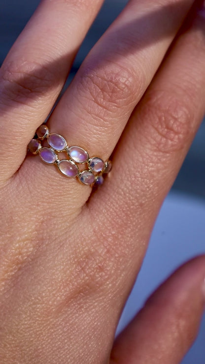 Double Row Moonstone Drops of Color Band