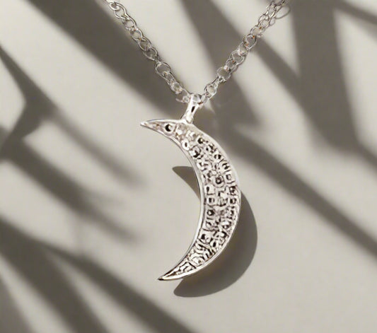 white gold moon necklace